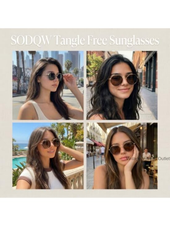 Tangle-Free Aviator Sunglasses Women Polarized UV400 Retro Round main image 4